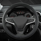 Customized Auto Car Steering Wheel Cover for Chevy 14.5-15 inches, Steering Wheel Cover for Chevrolet(Black Line-Standard Size)