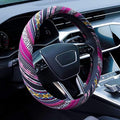 Boho Steering Wheel Cover Elastic Microfiber for Women, Universal Fit 15 inch Car SUV, Hippie Style Protector Cover, Anti-Slip, Breathable, Absorbing Sweat - 03