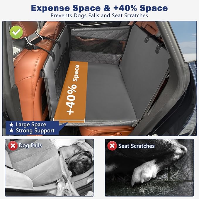 XL Dog Car Seat for Large Medium Dogs, Back Seat Extender for Pets, Waterproof Pet Carseat for Medium Sized Dog, Hammock for Pet, with Storage Pocket for Cars/SUV/Truck(XL)