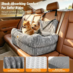 Dog Car Seat, Dog Booster Car Seats with Memory Foam, Thickened Cushion & Washable Removable Cover, Pet Travel Carseat Bed with Safety Leashes for Medium/Large Dogs or 2 Small Dogs, Gray