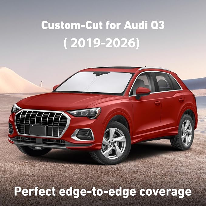 Windshield Sunshade Compatible for Audi Q3 2019-2024 2025 2026, Sun Visor for Front Windshield & Window Sun Shade Cover, UV Heat Blocker & Protector, Car Accessories