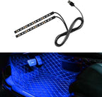 Car LED Strip Light, 24 LED 12V USB Port, Blue | RGB Neon Auto Interior Atmosphere Lights, Under Dash Ambient Night Light, Universal Decorative Lamp Accessory for Car Truck