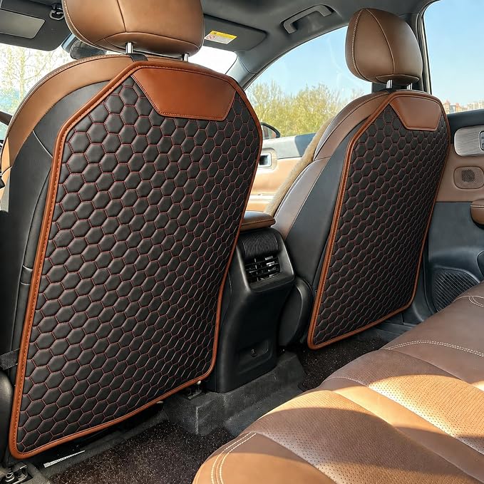 Car Back Seat Protector for Kids' Feet, Waterproof Kick Mat Seat Back Cover, Durable 600D Oxford & Faux Leather Car Seat Back Protector, Easy Clean Universal Fit for Cars SUVs Vans, Red, 1 Pack