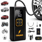 Portable Tire Inflator Air Compressor for Car Tires, Dual Cylinder, Cordless Air Pump for Car, Truck, SUV, 160 PSI, Dual Power, 7500mAh Battery, 12V DC, LED Light & Auto Shut-Off