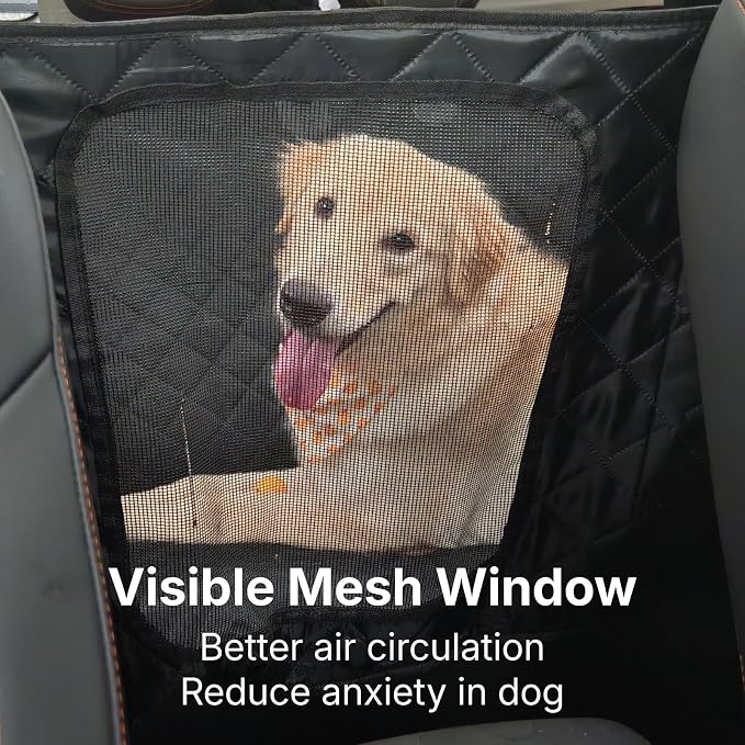 Waterproof Dog Car Hammock for Back Seat with Door Protection, Black | Odorless Material, Soft-Padded, Fits for SUVs & Sedans
