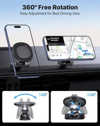 for MagSafe Car Mount【Strong Magnets】 Magnetic Phone Holder for Dashboard，360 Adjustable Car Phone Holder, Compatible with Garmin GPS iPhone Android and All Smartphones, Black