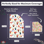 crae. Microfiber Hand Towel & Washcloth Set of 2 - Double-Sided, Waffle Weave, Super Absorbent, Lint-Free, Fast Drying - for Bathroom, Kitchen, Car, and Window Cleaning (Petal Lane/Posey)