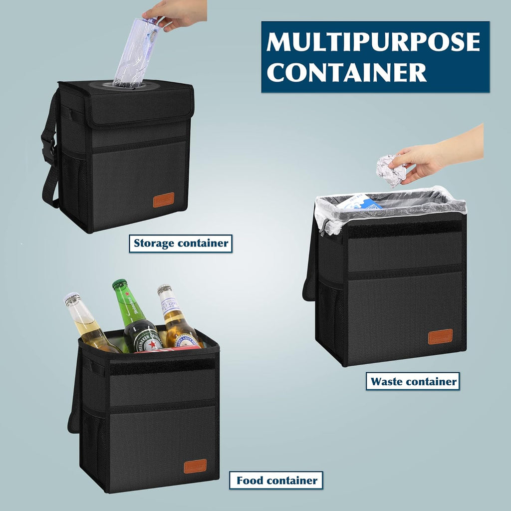 Waterproof Car Trash Can with Lid — Sealed Auto Garbage Bin