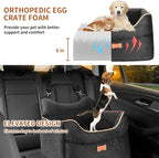 Dog Car Seat - Memory Foam Dog Booster Seats for Small Dogs Up to 25lbs-Elevated Pet Car Seat with Storage Pockets and Dogs Seat Belt-Pet Travel Bed for Front & Back Seats-Removable Washable-Black
