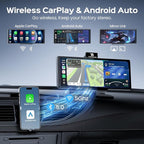 10.26" Portable Apple CarPlay Screen for Car with 4K Dash Cam and 1080P Backup Camera, Wireless Car Play & Android Auto, OTA, GPS Navigation, Voice Control, Mirror Link