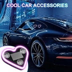 Heart-Shaped LED Neon Light | Solar and USB Rechargeable | 1 Pcs Pink & 1 Pcs Blue Car Interior Lights with Suction Cups | 40 High-Brightness LEDs Car Ambient Light, 5 Modes