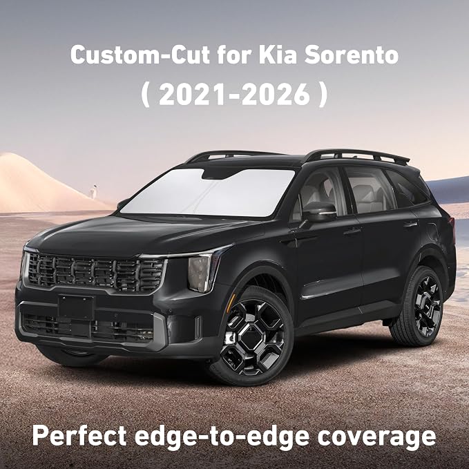 Windshield Sunshade Compatible for Kia Sorento 2021-2024 2025 2026, Sun Visor for Front Windshield & Window Sun Shade Cover, UV Heat Blocker & Protector, Car Accessories