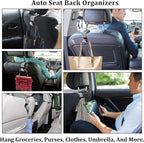 2 Pack Car Hooks, 2021 New Bling Rhinestones Crystal Hooks Car Decorations Auto Seat Back Organizers Strong and Durable Backseat Hanger Storage Universal for SUV Truck Vehicle (Silver)