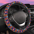 Colorful Ethnic Geometric Steering Wheel Cover for Women Men Neoprene Breathable Wheel Cover Protector Anti-Slip Car Accessories Universal 15 Inch Fit for Cars Trucks Vehicles