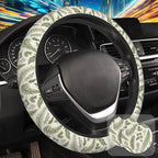 Leaves and Herbs Steering Wheel Cover with 2 Pcs Car Coasters Neoprene Steering Wheel Cover for Women Men Anti-Slip Breathable Car Accessories Universal 15 Inch Fit Auto Cars Trucks