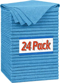 Microfiber Cleaning Cloth, Shop Towels Bulk, 24 Pack Blue Microfiber Towels for Cars, All-Purpose Absorbent Cleaning Rags, Dust Cloth for Automotive, Mechanic, Garage, Bar, 12 x 11 inch