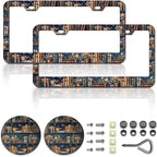 Personalized Bookshelf License Plate Frames，Book Car Accessories for Women and Men ，Cute License Plate，Aluminum License Plate Frame Fits Standard US Vehicles Size 12.2 x 6 Inch (Blue-Bookshelf)