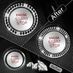 2 PCS Crystal Combinatorial Rhinestone Car Engine Start Decoration Ring, Push to Start Button Cover Sticker, Bling Car Interior Accessories for Women, Automotive Decals, Black