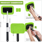 3 Set Windshield Cleaner Tool Inside Car Window Cleaner Tool with 3 Extendable Handle 9 Reusable Microfiber Pads and 3 Spray Bottles for Auto Home Interior Exterior Glass Cleaning(Green)