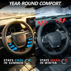 Car Steering Wheel Cover for Men Women, Non-Slip Silicone Wave Pattern Auto Interior Accessories, Universal Fit 14 15 16 Inch Round & D-Shape Wheels, Black