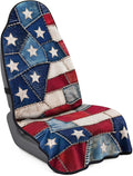 Car Seat Towel Cover for Front Seats, 1Pc Sweat Absorbent Car Seat Protector with Non-Slip Backing, Waterproof Towel Car Seat Covers for Runners, Gym, Swimming, Beach, Pets, Patchwork Flag