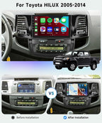 8 Core+6G+128G Car Radio Stereo for Toyota HILUX 2005-2014, Wireless Carplay Android Auto, 9 Inch IPS Touchscreen with WiFi, GPS, Bluetooth,FM/RDS, 32EQ DSP, HD Rear Camera