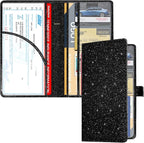 Car Registration and Insurance Holder, Vehicle Glove Box Organizer Cool Car Accessories, Auto Truck Document Holder for Cards, Driver License, Black Glitter