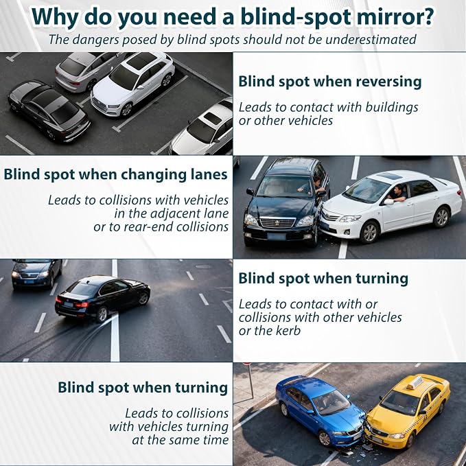 Blind Spot Mirror, HD Glass & ABS Housing, 360° Adjustable Convex Wide Angle Rear View Mirror, Stick-On Universal Fit for Car SUV Truck RV Van, Black (1, Capsule-shaped, Black Clip-on)
