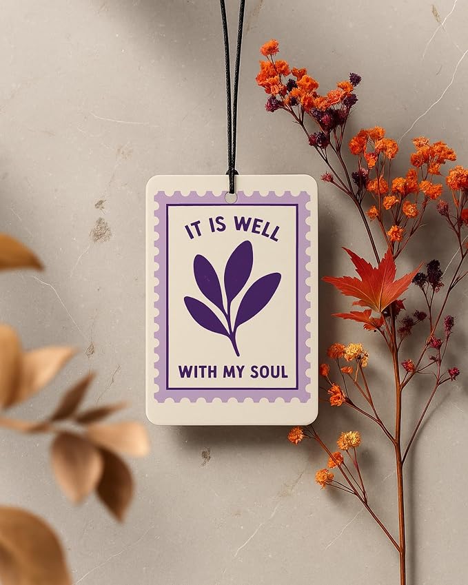 Purple Boho Christian Car Air Freshener 4 Pcs for Women Girls | Religious Car Accessories Mirror Decor, Purple Christian Hanging Air Freshener for Cars Closet Drawer Books