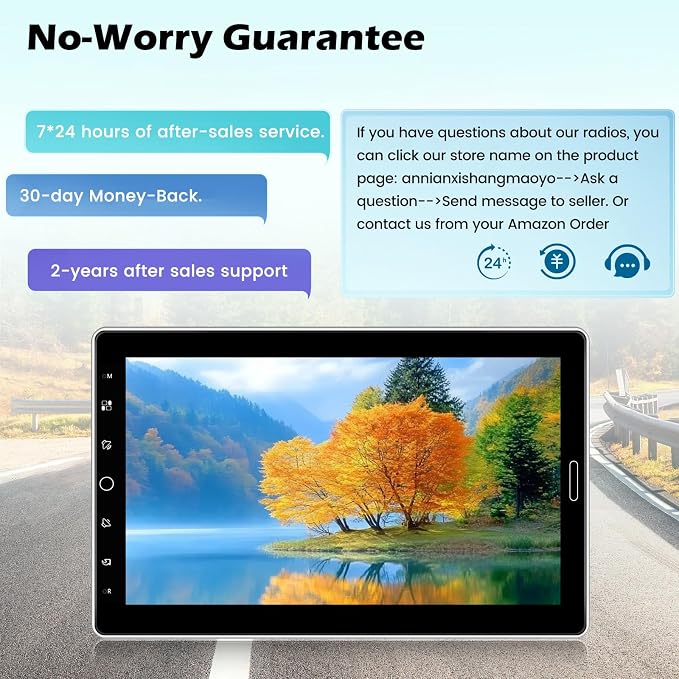 10.1 inch Single Din Touchscreen Radio 10 inch Car Stereo with Wireless Carplay Support AM FM Radio/YouTube Video/Bluetooth/Car Play/Android Auto + Backup Camera + Mic