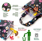 Waterproof Car Trash Bag Reusable Portable Garbage Can with Drawstring Top Adjustable Hanging Strap Leakproof & Washable for Cars SUVs & Trucks (Small Flowers)
