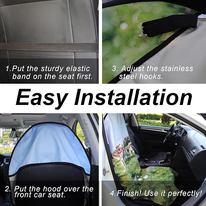 Car Seat Cover Protector Front Seats,for Gym Workout,Running,Swimming,Beach and Hiking,Waterproof Sweat Towel Bucket Seat Covers for Cars SUV Trucks (Dog Print, 1Pcs)