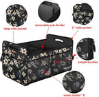 Femuar Car Trunk Organizer,Car Storage Organizer with 72L Large Capacity Waterproof Collapsible and 11 Pockets,Trunk Organizer for Car Suv/Jeep/Sedan, Large Size, Hibiscus flowers
