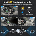 Motorcycle CarPlay Screen with Android Auto – 7” Waterproof GPS, Pantalla para Moto, Apple CarPlay, Navigation System for Motorcycle, Dual 2K Dash Cam Bluetooth Audio,64GB&TPMS with Magnetic