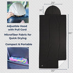 Car Seat Towel Cover – Hooded Moisture-Wicking Microfiber Seat Protector – 30" x 60" – for Runners and Outdoor Enthusiasts – Carbon Fiber