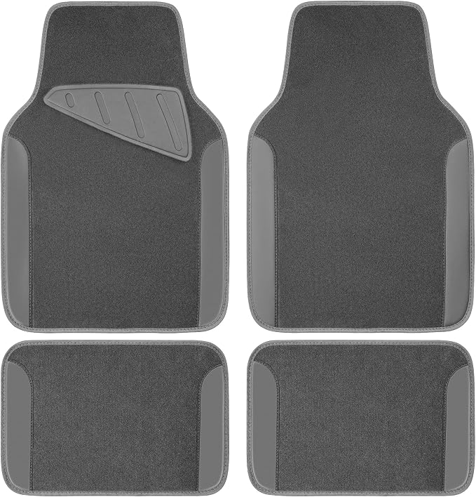 Waterproof Universal Fit Car Floor Mats, Car Mats Fit for SUV,Vans,sedans, Trucks,Set of 4pcs Car Carpet with Driver Heel Pad (All Gray)