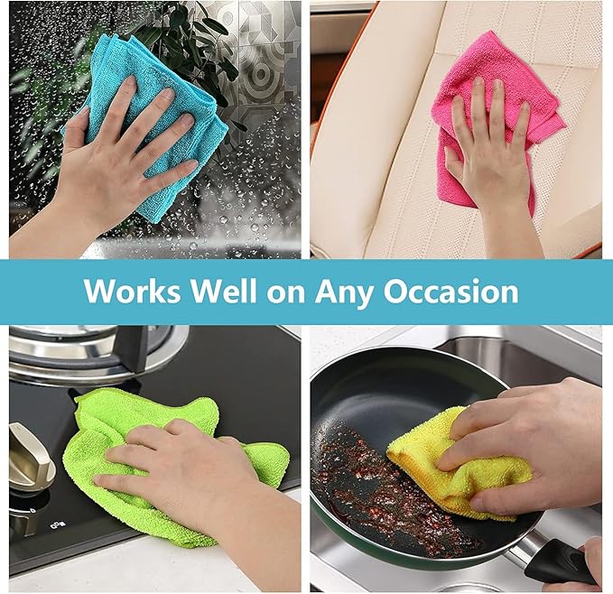 Microfiber Cleaning Cloth, 400 Pack Cleaning Towels for Kitchen, Lint Free, Scratch-Free, Highly Absorbent, and Reusable Cleaning Rags for House, Window and Glass, Cars, 11.5 X11.5 inch