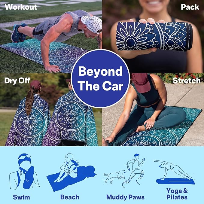 2 Pack Car Seat Towel Covers, Sweat-Proof Microfiber Seat Protectors for Gym, Running, Beach & Workout, Breathable Quick-Dry, Machine Washable, Gradient Mandala Print, Universal Fit