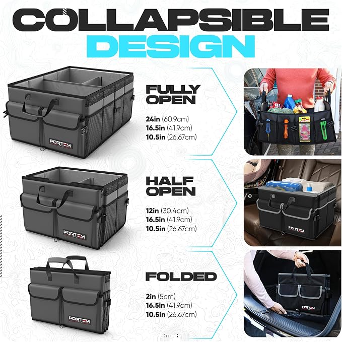 Trunk Organizer For SUV Car Trunk Organizer, Foldable Storage, Car Accessories for Women Men, Collapsible Bag, 600D Oxford, Non Slip Bottom, Straps, Soft Cover (65L)