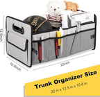 Car Trunk Organizer, Car Organizers and Storage Collapsible Multi Compartment Container Box, Adjustable Car Accessories for SUV Sedan Truck, Standard Size, Grey