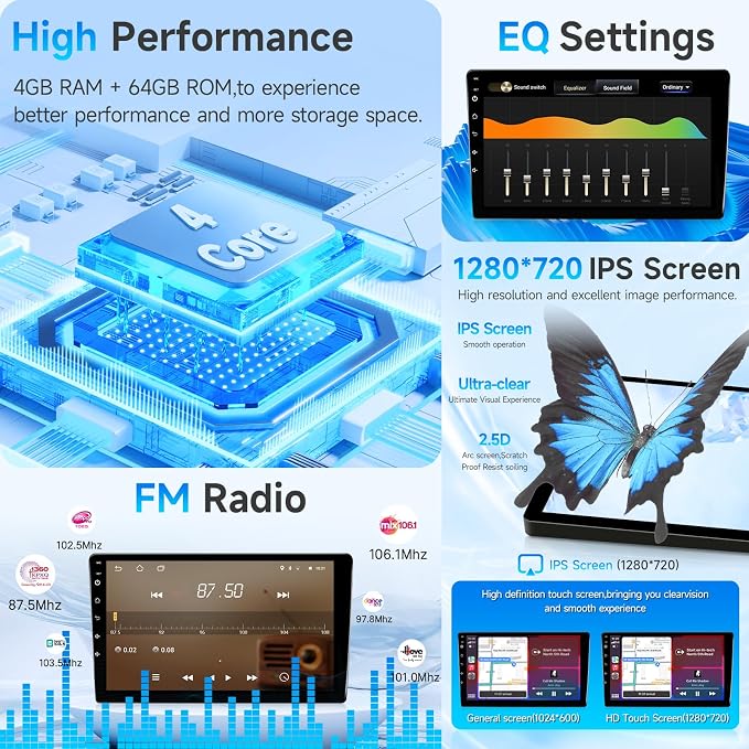 Android 13 Car Radio for Hyundai Elantra 2011 2012 2013 Stereo Upgrade with Wireless Carplay Android Auto 9'' IPS Touchscreen with GPS Navigation Bluetooth SWC WiFi Backup Camera MIC（4+64G）