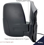 Passenger Side Mirror for 2015-2019 Ford Transit 150 250 350 HD Cargo Van | Right Side View Mirror Assembly with Power Adjustment Non-Heated Glass Short Arm | Textured Black 6 Pins FO1321600
