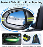 3-in-1 Windshield Snow Cover for Ice & Snow Frost — 600D Heavy Cover & Ice Scraper Complete Winter Protection with 360° Windproof Design and Multi-Layer Winter Car Kit for Cars, Trucks, SUVs