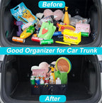 Trunk Organizer For Suv & Sedan,Car Organizers and Storage, Waterproof Collapsible & Adjustable Straps,35L Sturdy Car Organization for Car Accessories, Tools,Sundries,2 Compartment（Black）