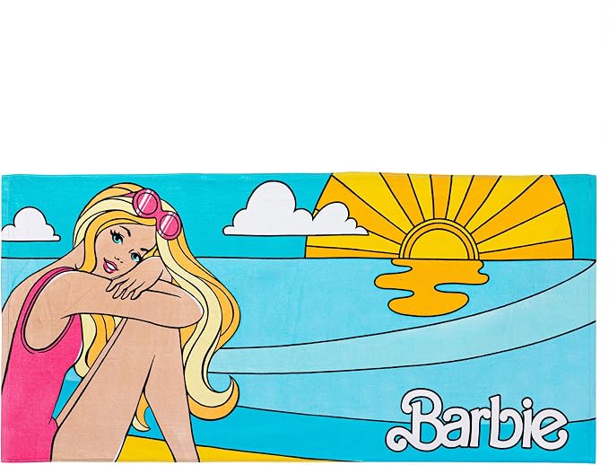 Barbie Super Soft Cotton Bath/Pool/Beach Towel, Barbiecore 58 in x 28 in, (Official Barbie Product) By