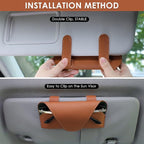 Magnetic Sunglass Holder for Car Visor, Leather Car Glasses Holder | Brown Visor Accessories Eyeglasses Holder Glasses Storage Case