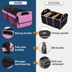 Car Trunk Organizer for SUV, Car Organizers and Storage with Reinforced Handles, Car Accessories for Women/Men 50L Waterproof Polyester Trunk Organizer(Medium,Pink)