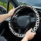 Abstract Black Spots Steering Wheel Cover, Elastic Non-Slip Steering Wheel Protector,Auto Interior Decor for Women Girls,Universal 15" Fit for Sedans,Trucks