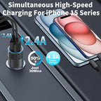 [Apple MFi Certified] iPhone 17 Car Charger Fast Charging, 2Pack 4.8A USB Power Cigarette Lighter USB-C Car Charger + Type-C Braided Cord for iPhone 17/17 Pro Max/16/15/Galaxy/S26/S25/Pixel