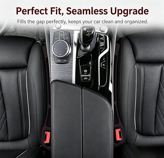 Car Seat Gap Filler Organizer, Car Organizer Front Seat 2-in-1 Storage No-Drop for Storing Phones, Keys, Fits Most Cars, Trucks, SUV (2Pcs, Brown)